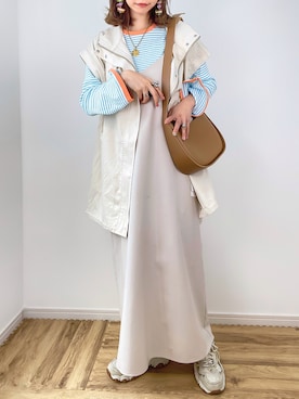 「春服デビュー宣言」｜「アイテム（ミリタリージャケット）」を使った、kuuuuraさん（レディース・158cm）の春コーディネート