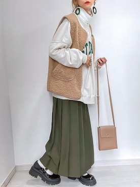 「アイテム（ピアス（両耳用））」を使った、kuuuuraさん（レディース・158cm）の冬コーディネート