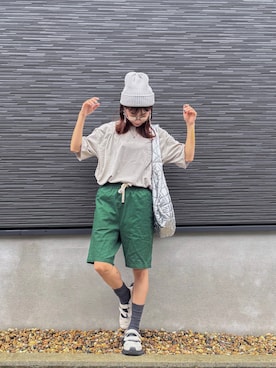「アイテム（ニットキャップ/ビーニー）」を使った、kuuuuraさん（レディース・158cm）の夏コーディネート