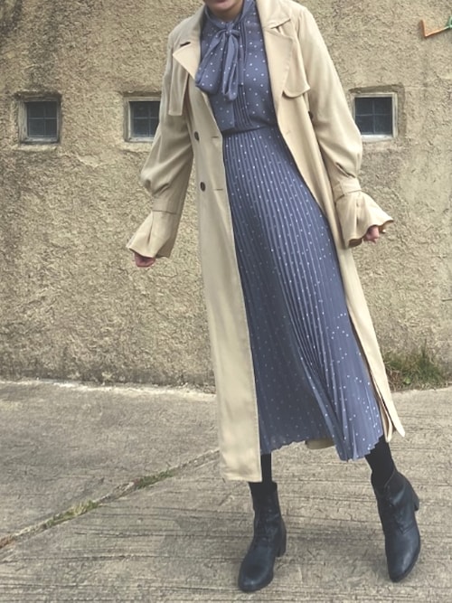 SNIDEL（スナイデル）の「シフォンボウタイドットワンピース 