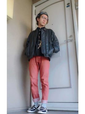 「Ruben（ルーベン）のアイテム（ハンチング/ベレー帽）」を使った、凜ノ助さん（メンズ・165cm）の春コーディネート