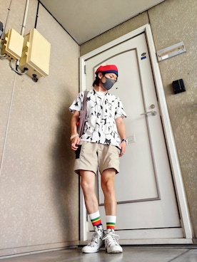 「GLOSTER（グロスター）のアイテム（ハンチング/ベレー帽）」を使った、凜ノ助さん（メンズ・165cm）の夏コーディネート
