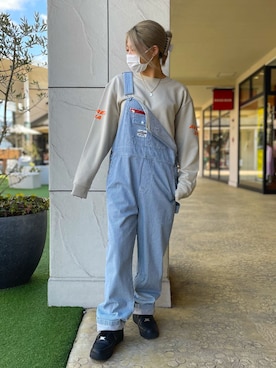 「AVIREX（アヴィレックス）のアイテム（サロペット/オーバーオール）」を使った、Reinaさん（レディース・155cm）の春コーディネート