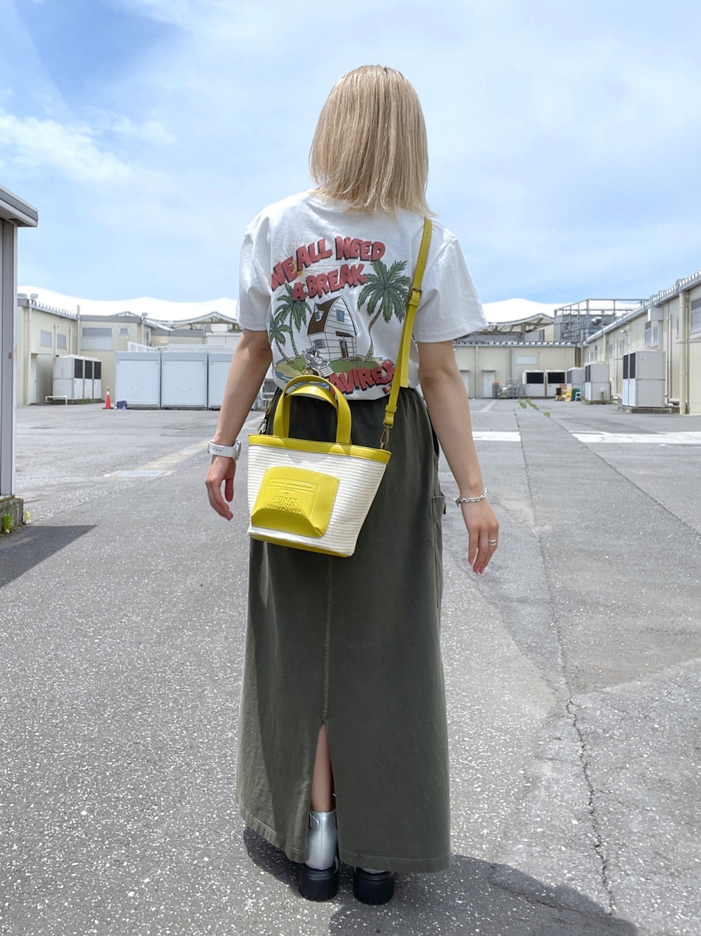 「AVIREX、ootd、楽チンコーデ、夏コーデ、低身長、ゆるコーデ、今日のコーデ、AVIREXBelle、AVIREX DEPOT、アビレックス(AVIREX)」｜「AVIREXのGLADIATOR SANDAL/ グラディエーターサンダル（サンダル、シルバー系）」を使った、Reinaさん（レディース・155cm）の夏コーディネートの1枚目の写真