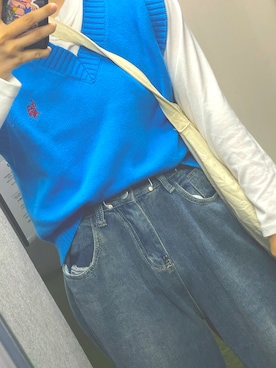 「U.S. POLO ASSN.（ユーエスポロアッスン）のアイテム（ベスト）」を使った、민さん（レディース・156cm）の春コーディネート