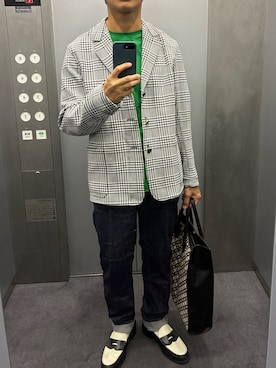 「アイテム（テーラードジャケット、ホワイト系）」を使った、MASARU TAKAGIさん（メンズ・172cm）の秋コーディネート