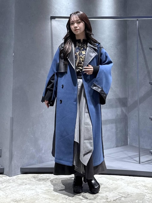 HARE ウーリーテックフェイクレザーキリカエトレンチ 美品 ウーリーテックフェイクレザーキリカエトレンチコート(HARE)（ステン