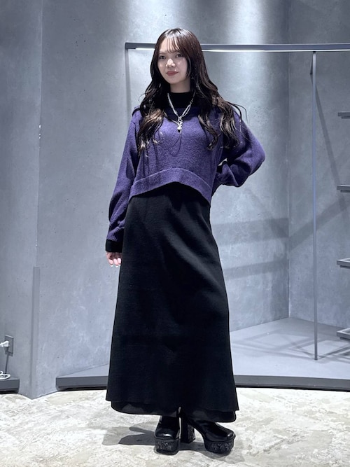 オフショルレイヤードニットワンピース anuans オフショルレイヤードニットワンピース