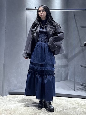 「アイテム（ピーコート）」を使った、佐藤静香さん（レディース・159cm・20代）の冬コーディネート