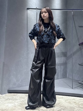 「HARE（ハレ）のモールダマスクガラニットプルオーバー(HARE)（ニット/セーター）」を使った、佐藤静香さん（レディース・159cm）の秋コーディネート