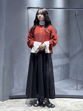 「アイテム（ブーツ、シルバー系）」を使った、佐藤静香さん（レディース・159cm）の秋コーディネート