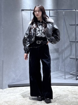 「HARE（ハレ）のアイテム（ブルゾン）」を使った、佐藤静香さん（レディース・159cm）の秋コーディネート