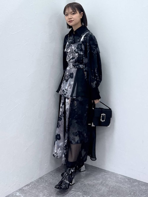 【美品】HARE ガラメッシュヒールブーツ　ブラック　モード　Lサイズ HARE（ハレ）の「ガラメッシュヒールブーツ(HARE)（ブーツ