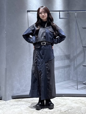 「HARE（ハレ）のアイテム（ベルト）」を使った、佐藤静香さん（レディース・159cm）の秋コーディネート