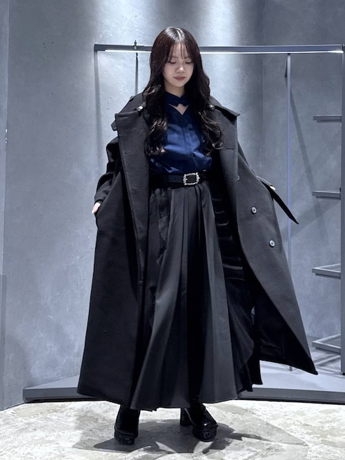 ウーリーテック2WAYスタンドロングコート(HARE)（ノーカラー