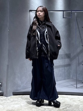 「HARE（ハレ）のアイテム（カーゴパンツ）」を使った、佐藤静香さん（レディース・159cm）の秋コーディネート