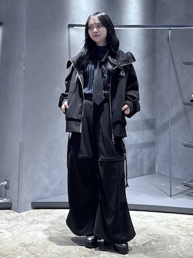 「アイテム（ネクタイ）」を使った、佐藤静香さん（レディース・159cm・20代）の冬コーディネート