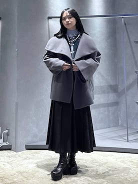 「アイテム（チェスターコート）」を使った、佐藤静香さん（レディース・159cm・20代）の冬コーディネート