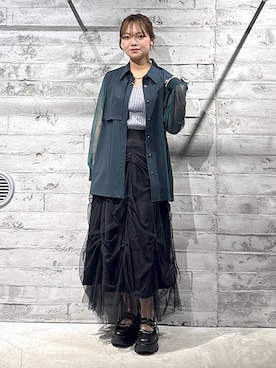 シアーキリカエプリーツシャツ(HARE)を使った人気ファッション