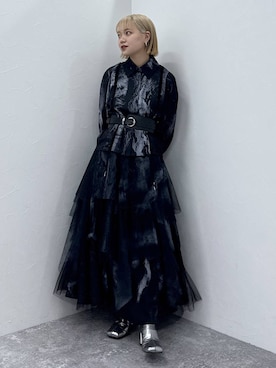 「アイテム（ブーツ、シルバー系）」を使った、佐藤静香さん（レディース・159cm）の冬コーディネート