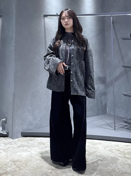 襟付きシャツセット 完売品　未着用　ハレ BLACK LINE】【スーパーノンアイロン】ワイドカラードレス