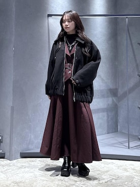 「HARE（ハレ）のアイテム（ブルゾン）」を使った、佐藤静香さん（レディース・159cm）の秋コーディネート