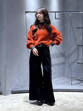 「HARE（ハレ）のアイテム（ベルト）」を使った、佐藤静香さん（レディース・159cm）の秋コーディネート