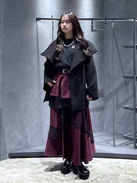 「HARE（ハレ）のアイテム（チェスターコート）」を使った、佐藤静香さん（レディース・159cm）の秋コーディネート