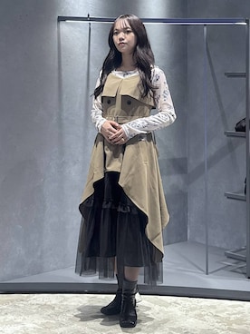 トレンチライクフリルキャミワンピース(HARE)を使った人気ファッション