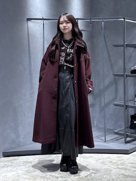 「アイテム（ステンカラーコート）」を使った、佐藤静香さん（レディース・159cm・20代）の秋コーディネート