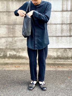 「Yohji Yamamoto（ヨウジヤマモト）のアイテム（トートバッグ）」を使った、Yusuke Katsurayamaさん（メンズ・170cm）の夏コーディネート