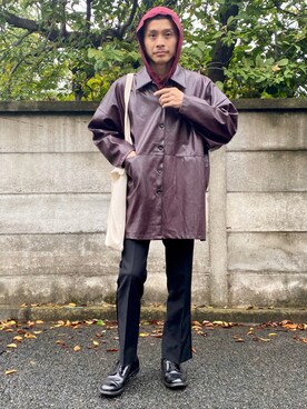 「A.P.C.（アーペーセー）のアイテム（スラックス）」を使った、Yusuke Katsurayamaさん（メンズ・170cm）の秋コーディネート