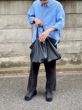「Yohji Yamamoto（ヨウジヤマモト）のアイテム（バッグ）」を使った、Yusuke Katsurayamaさん（メンズ・170cm）の夏コーディネート