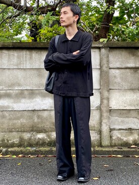 「Yohji Yamamoto（ヨウジヤマモト）のアイテム（バッグ）」を使った、Yusuke Katsurayamaさん（メンズ・170cm）の秋コーディネート