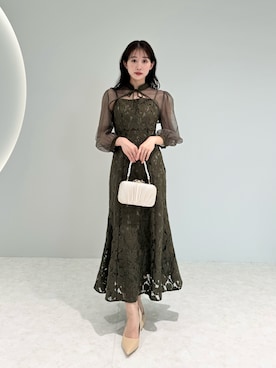 LEJA】七分袖ボレロプチハイネックパフスリーブ花柄マーメイドキャミ