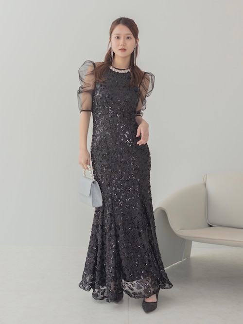 セール】【LEJA】ビジューネックスパンコールシアーマーメイド