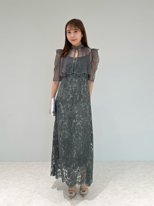 セール】【LEJA】フロントオープンバックプリーツウエストリボン