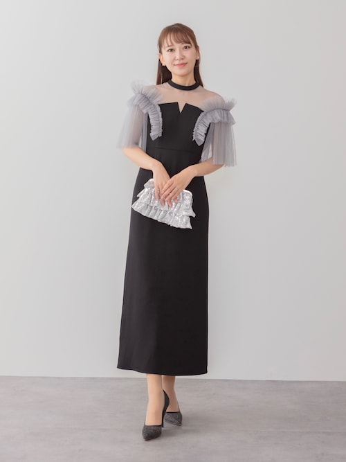 Leja（レジャ） ドレス 「LEJA」チュールフリルショルダーシアーI