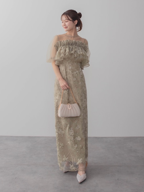 セール】【LEJA】3WAYチュールラッフルフラワースパンコールIライン