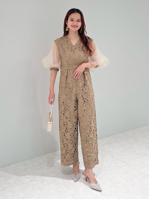 セール】【LEJA】2WAYシアースリーブ花柄パンツドレス 2点セット セール】【LEJA】2WAYシアースリーブ花柄パンツドレス 2点セット