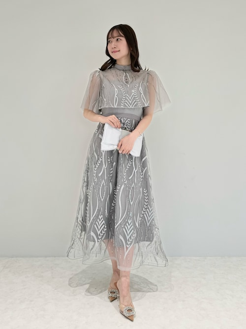 Leja ドレス 「LEJA」ボレロ付きレース刺繍プチハイネック