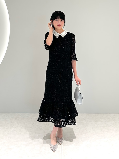 セール】【LEJA】ビジューカラーフラワーフリルマーメイドワンピース