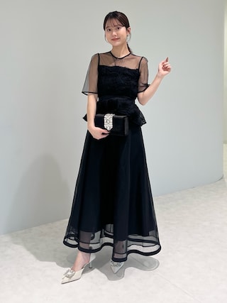 LEJA】ローズペプラムビスチェAラインドレスワンピース 2点セット 美脚