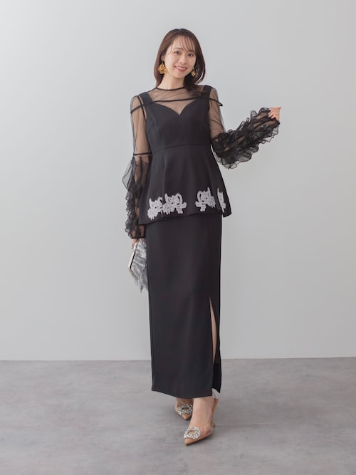 セール】【LEJA】シアースリーブフリルペプラムタイトスカート