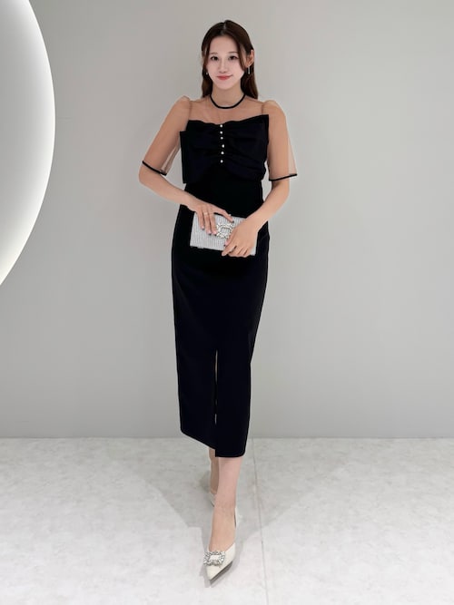 Aさん専用★Leja★新品未使用★シースドレス 当日発送】シアースリーブパールビジューベロアマーメイドドレス