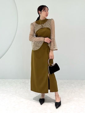 LEJA】花柄レースパールショートボレロスリットIラインドレス 2