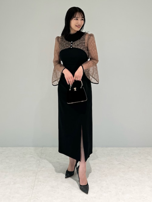 Leja レジャ 花柄 レースパールショート ボレロ Iライン ドレス 結婚式 セール】【LEJA】花柄レースパールショートボレロスリットI