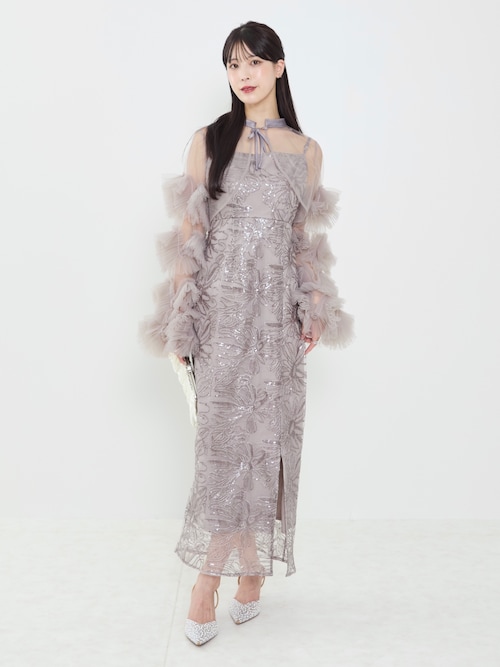 セール】【LEJA】フリルチュールスリーブリボンIライン