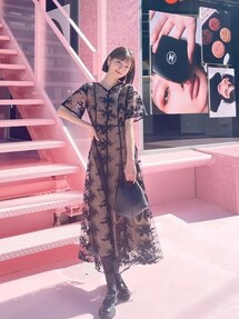 LEJA 花柄後ろリボン半袖キャミワンピースセットアップドレス　L Leja ドレス 「LEJA」花柄後ろリボン半袖キャミワンピース