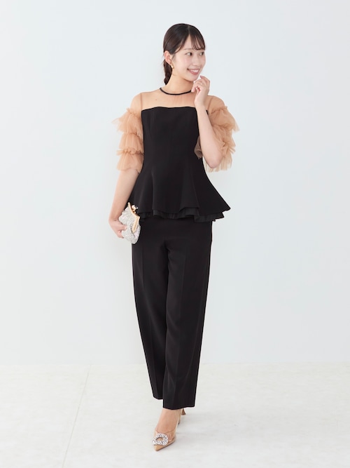 Leja（レジャ） パンツドレス 「LEJA」チュールスリーブペプラム
